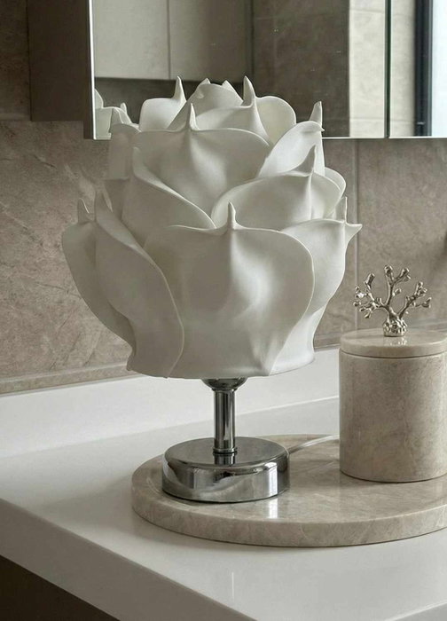 Opviq Lámpara de mesa Eva Blanco y Plata